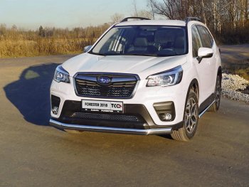 26 999 р. Защита переднего бампера нижняя овальная 75х42 мм ТСС Тюнинг  Subaru Forester  SK/S14 (2018-2021) дорестайлинг (нержавейка)  с доставкой в г. Владивосток. Увеличить фотографию 1