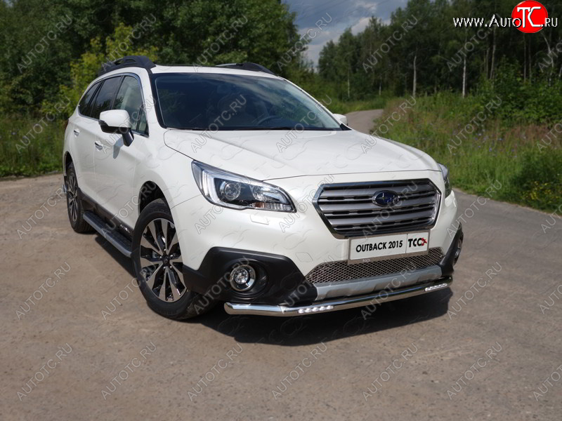 38 999 р. Защита переднего бампера нижняя с ДХО 60,3 мм ТСС Тюнинг  Subaru Outback  BS/B15 (2014-2018) дорестайлинг универсал (нержавейка)  с доставкой в г. Владивосток