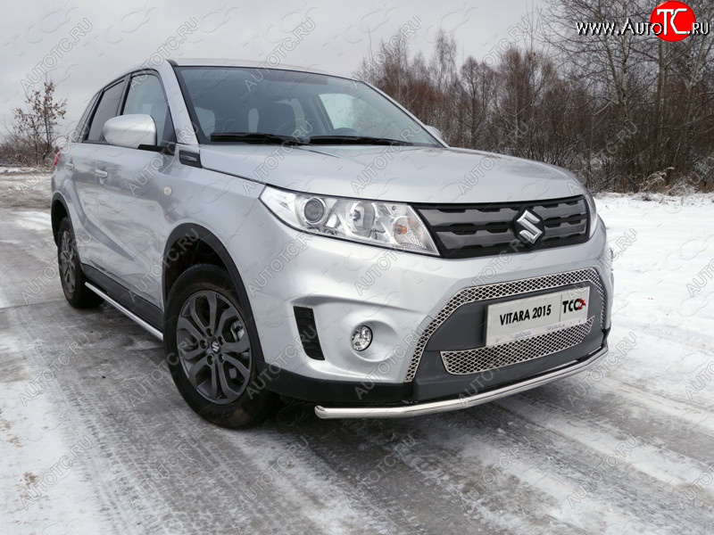 15 549 р. Защита переднего бампера нижняя d42,4 мм ТСС Тюнинг  Suzuki Vitara  LY (2015-2019) дорестайлинг (нержавейка)  с доставкой в г. Владивосток