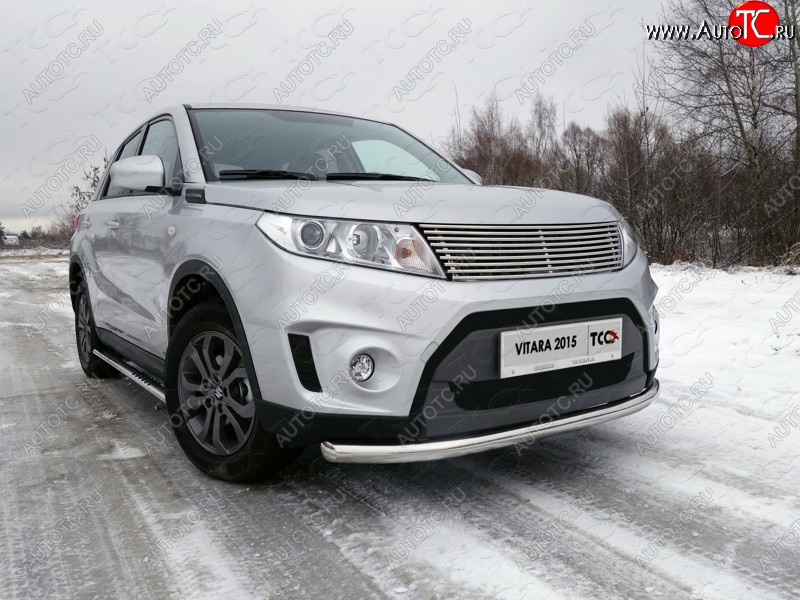 16 899 р. Защита переднего бампера нижняя d60,3 мм ТСС Тюнинг  Suzuki Vitara  LY (2015-2019) дорестайлинг (нержавейка)  с доставкой в г. Владивосток