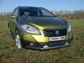 Защита переднего бампера нижняя овальная 75х42 мм ТСС Тюнинг Suzuki SX4 JYB, JYA хэтчбэк дорестайлинг (2013-2016)  (нержавейка)