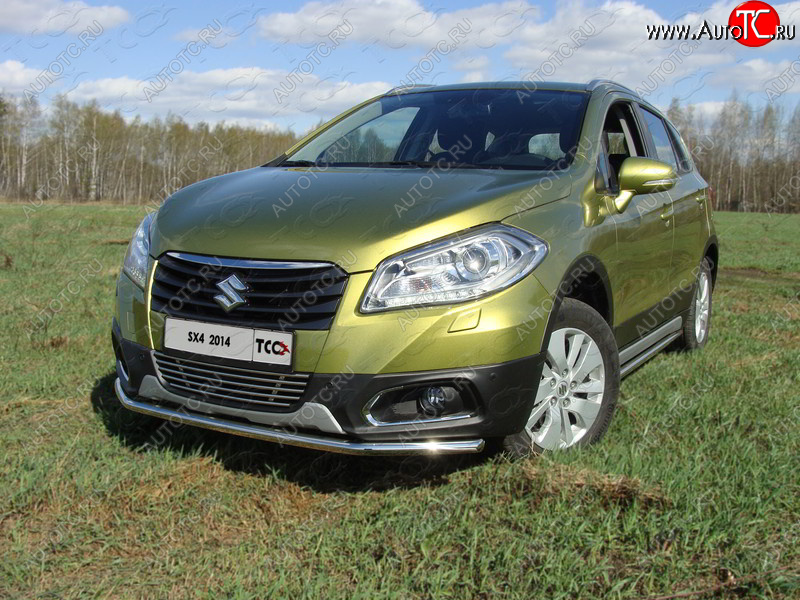 14 999 р. Защита переднего бампера нижняя d42,4 мм ТСС Тюнинг Suzuki SX4 JYB, JYA хэтчбэк дорестайлинг (2013-2016) (нержавейка)  с доставкой в г. Владивосток