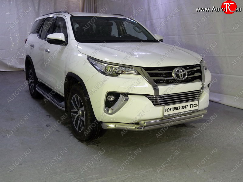 37 649 р. Защита передняя нижняя двойная 76,1*60,3 мм Тюнинг Toyota Fortuner AN160 дорестайлинг (2015-2020) (нержавейка)  с доставкой в г. Владивосток