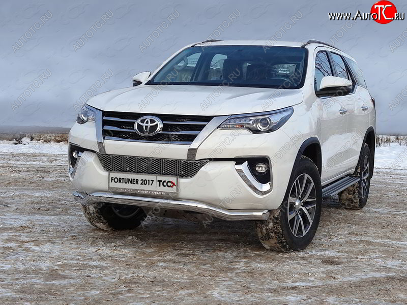 28 599 р. Защита переднего бампера волна d76,1 мм ТСС Тюнинг Toyota Fortuner AN160 дорестайлинг (2015-2020) (нержавейка)  с доставкой в г. Владивосток