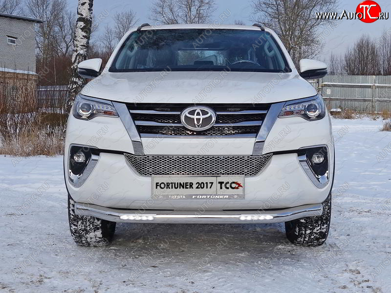 40 649 р. Защита переднего бампера нижняя с ДХО 76,1 мм ТСС Тюнинг  Toyota Fortuner  AN160 (2015-2020) дорестайлинг (нержавейка)  с доставкой в г. Владивосток