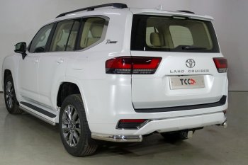 Защита задняя (уголки овальные 75х42 мм) ТСС Тюнинг Toyota (Тойота) Land Cruiser (Лэнд)  J300 (2021-2025) J300 дорестайлинг ()