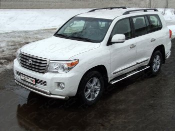 38 949 р. Защита передняя нижняя двойная 76,1*75 мм ТСС Тюнинг  Toyota Land Cruiser  200 (2012-2015) 1-ый рестайлинг (нержавейка)  с доставкой в г. Владивосток. Увеличить фотографию 1