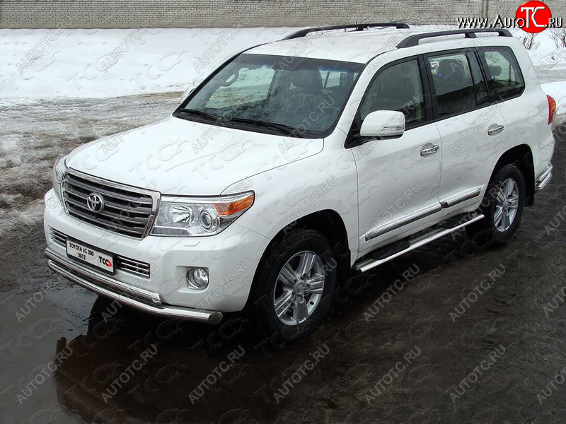 38 949 р. Защита передняя нижняя двойная 76,1*75 мм ТСС Тюнинг  Toyota Land Cruiser  200 (2012-2015) 1-ый рестайлинг (нержавейка)  с доставкой в г. Владивосток