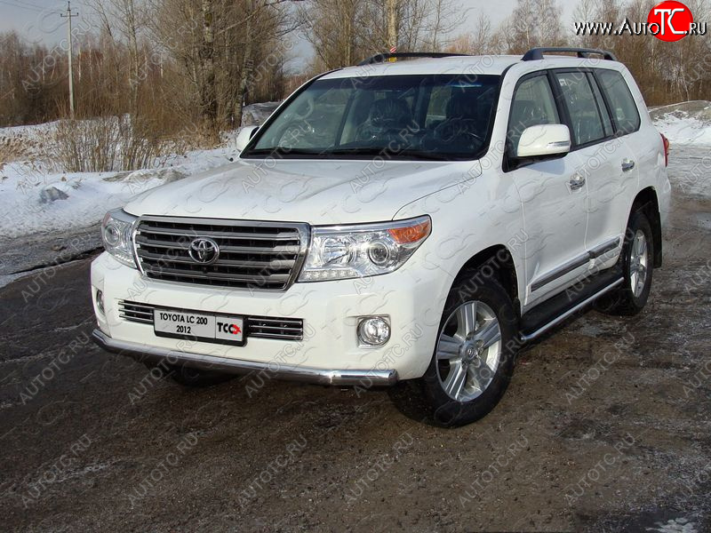 33 749 р. Защита передняя нижняя длинная 75*42 мм ТСС Тюнинг  Toyota Land Cruiser  200 (2012-2015) 1-ый рестайлинг (нержавейка)  с доставкой в г. Владивосток