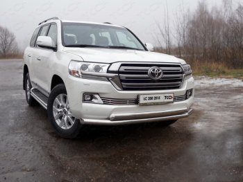 38 949 р. Защита передняя нижняя двойная 76,1*75 мм кроме EXECUTIVE ТСС Тюнинг  Toyota Land Cruiser  200 (2015-2021) 2-ой рестайлинг (нержавейка)  с доставкой в г. Владивосток. Увеличить фотографию 1