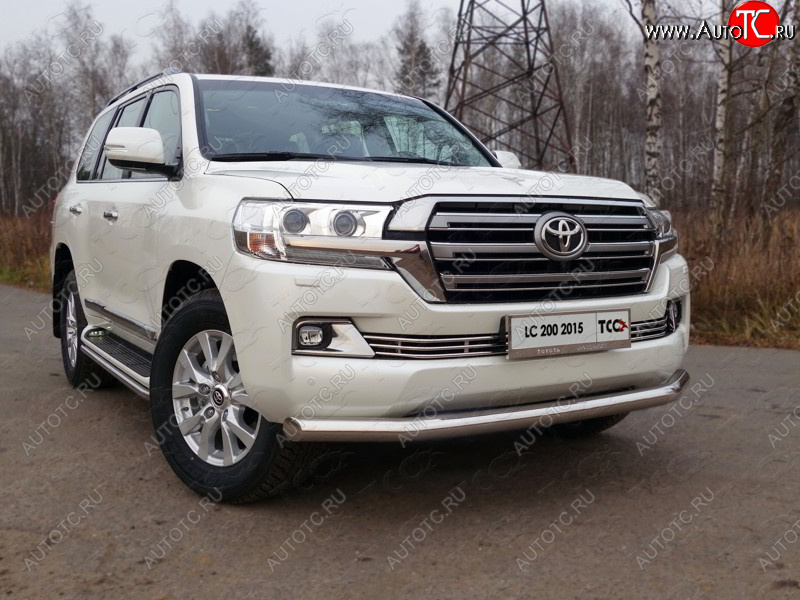 26 699 р. Защита переднего бампера нижняя d76,1 мм (кроме EXECUTIVE) ТСС Тюнинг Toyota Land Cruiser 200 2-ой рестайлинг (2015-2021) (нержавейка)  с доставкой в г. Владивосток