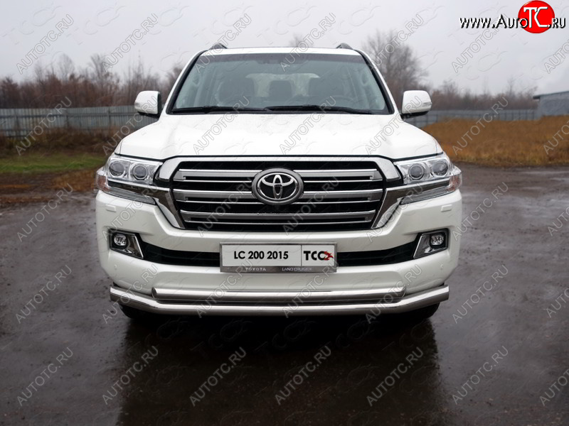 38 949 р. Защита передняя нижняя двойная 76,1*60,3 мм кроме EXECUTIVE Тюнинг  Toyota Land Cruiser  200 (2015-2021) 2-ой рестайлинг (нержавейка)  с доставкой в г. Владивосток