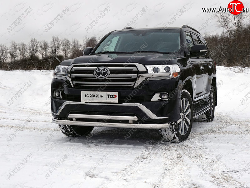 38 949 р. Защита передняя нижняя двойная 76,1*60,3 мм EXECUTIVE Тюнинг  Toyota Land Cruiser  200 (2015-2021) 2-ой рестайлинг (нержавейка)  с доставкой в г. Владивосток