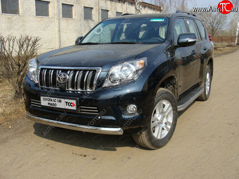 24 999 р. Защита переднего бампера нижняя 75*42 мм ТСС Тюнинг  Toyota Land Cruiser Prado  J150 (2009-2013) дорестайлинг (нержавейка)  с доставкой в г. Владивосток