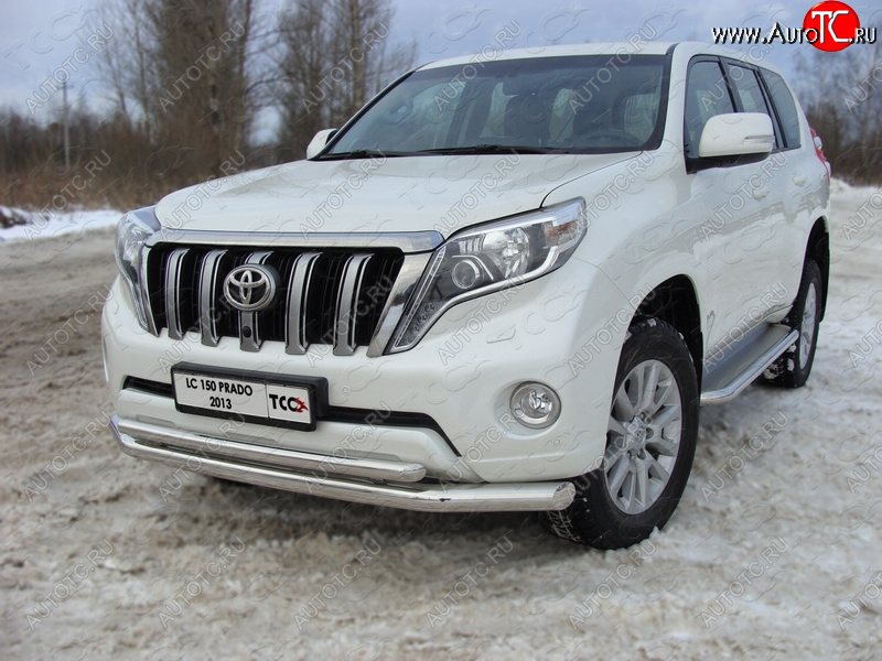 38 949 р. Защита переднего бампера нижняя d76,1*50,8 мм ТСС Тюнинг  Toyota Land Cruiser Prado  J150 (2013-2017) 1-ый рестайлинг (нержавейка)  с доставкой в г. Владивосток