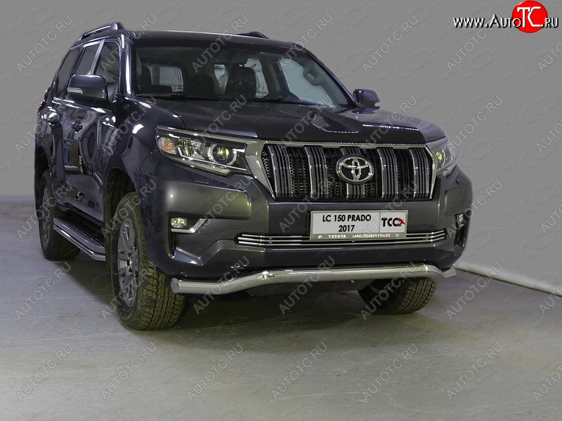 29 599 р. Защита переднего бампера волна d76,1 мм ТСС Тюнинг Toyota Land Cruiser Prado J150 2-ой рестайлинг (2017-2020) (нержавейка)  с доставкой в г. Владивосток