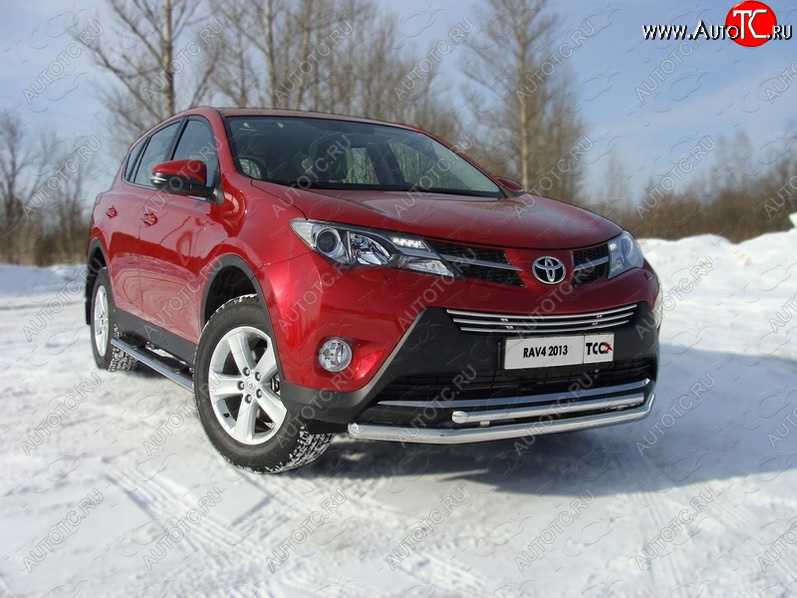 22 999 р. Защита переднего бампера нижняя d60,3*42,4 мм ТСС Тюнинг Toyota RAV4 XA40 5 дв. дорестайлинг (2012-2015) (нержавейка)  с доставкой в г. Владивосток