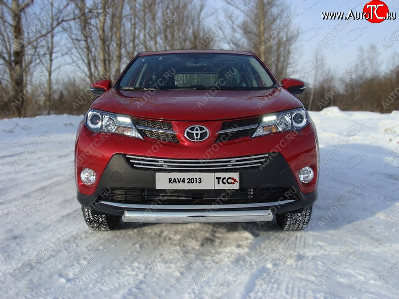 18 549 р. Защита переднего бампера овальная 75х42 мм ТСС тюнинг Toyota RAV4 XA40 5 дв. дорестайлинг (2012-2015) (нержавейка)  с доставкой в г. Владивосток