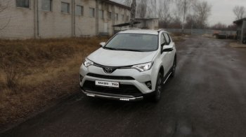 Защита переднего бампера нижняя овальная с ДХО 75х42 мм ТСС Тюнинг Toyota (Тойота) RAV4 (рав)  XA40 (2015-2019) XA40 5 дв. рестайлинг  (нержавейка)