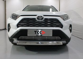 Защита передняя нижняя овальная короткая 75х42 мм ТСС Тюнинг Toyota RAV4 XA50 5 дв. дорестайлинг (2018-2024)  (нержавейка)