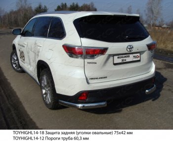 Защита задняя (уголки овальные 75х42 мм) ТСС Тюнинг Toyota (Тойота) Highlander (Хайлэндер)  XU50 (2013-2017) XU50 дорестайлинг ()