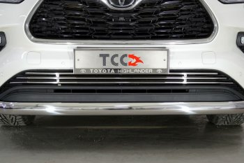 12 749 р. Нижняя декоративная вставка в бампер ТСС Тюнинг  Toyota Highlander  XU70 (2020-2025) (d 12 мм)  с доставкой в г. Владивосток. Увеличить фотографию 1