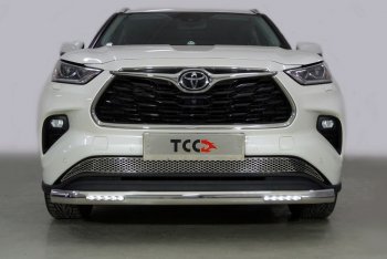 44 999 р. Защита передняя нижняя овальная с ДХО 75х42 мм ТСС Тюнинг  Toyota Highlander  XU70 (2020-2025) (нержавейка)  с доставкой в г. Владивосток. Увеличить фотографию 1