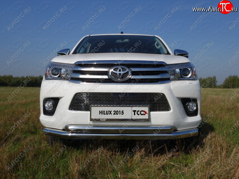 29 599 р. Защита передняя нижняя двойная 76,1*60,3 мм Тюнинг  Toyota Hilux Revo (2015-2018) Double Cab дорестайлинг (нержавейка)  с доставкой в г. Владивосток