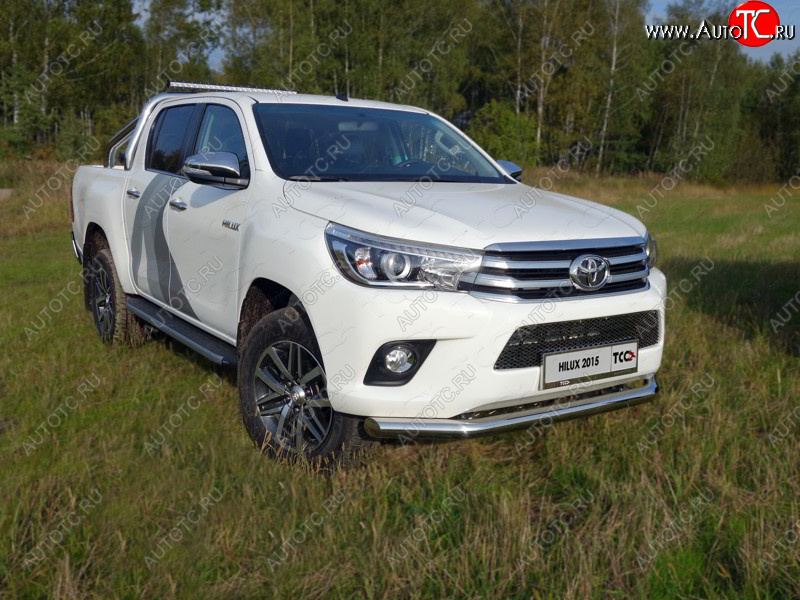 22 999 р. Защита переднего бампера нижняя d76,1 мм ТСС Тюнинг Toyota Hilux AN120 дорестайлинг (2016-2020) (нержавейка)  с доставкой в г. Владивосток