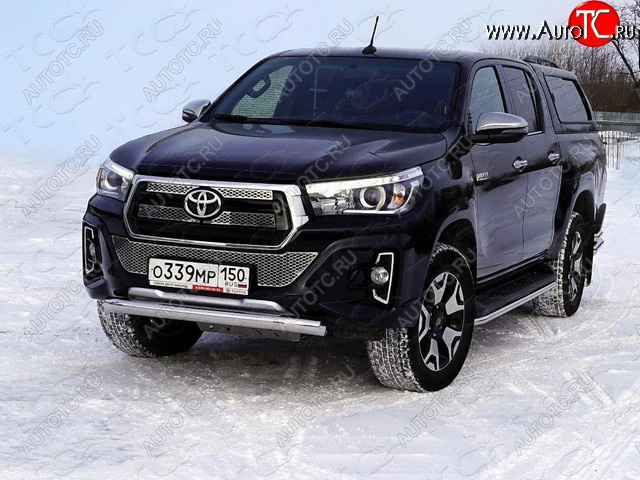 20 899 р. Защита переднего бампера нижняя 76,1 мм ТСС Тюнинг  Toyota Hilux  AN120 (2016-2020) дорестайлинг, 1-ый рестайлинг (нержавейка)  с доставкой в г. Владивосток