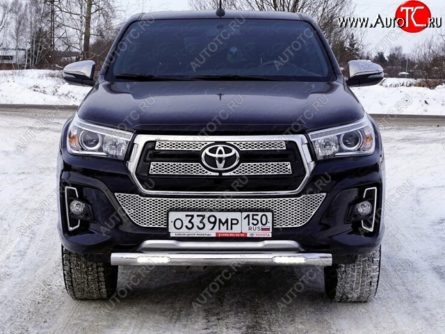 37 999 р. Защита переднего бампера нижняя с ДХО 76,1 мм ТСС Тюнинг  Toyota Hilux  AN120 (2017-2020) 1-ый рестайлинг (нержавейка)  с доставкой в г. Владивосток