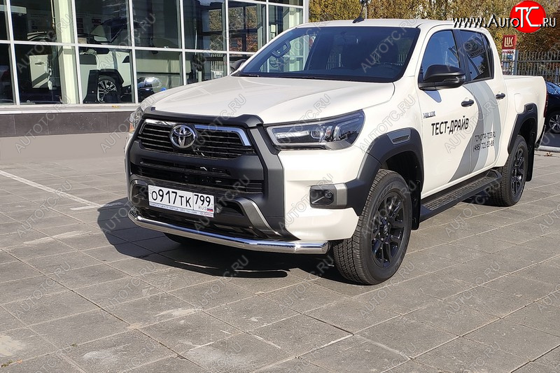 22 999 р. Защита переднего бампера нижняя 76,1 мм ТСС Тюнинг  Toyota Hilux  AN120 (2020-2024) 2-ой рестайлинг (нержавейка)  с доставкой в г. Владивосток