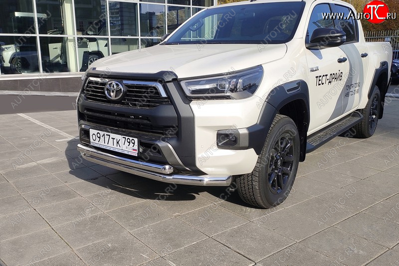 42 999 р. Защита передняя нижняя двойная 76,1*60,3 мм Тюнинг  Toyota Hilux  AN120 (2020-2025) 2-ой рестайлинг (нержавейка)  с доставкой в г. Владивосток