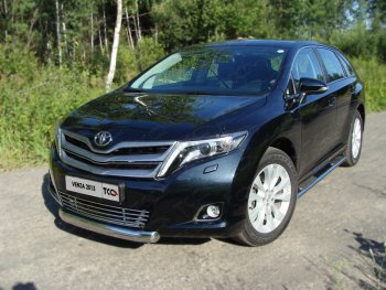 Защита переднего бампера овальная 75х42 мм ТСС тюнинг Toyota Venza GV10 рестайлинг (2012-2016)  (нержавейка)