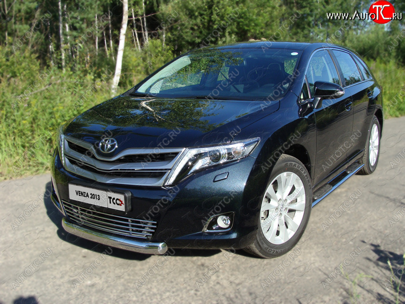 14 999 р. Защита переднего бампера овальная 75х42 мм ТСС тюнинг Toyota Venza GV10 рестайлинг (2012-2016) (нержавейка)  с доставкой в г. Владивосток