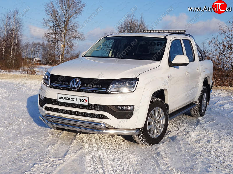 33 999 р. Защита передняя нижняя двойная 76,1*75 мм ТСС Тюнинг  Volkswagen Amarok (2016-2022) рестайлинг (нержавейка)  с доставкой в г. Владивосток