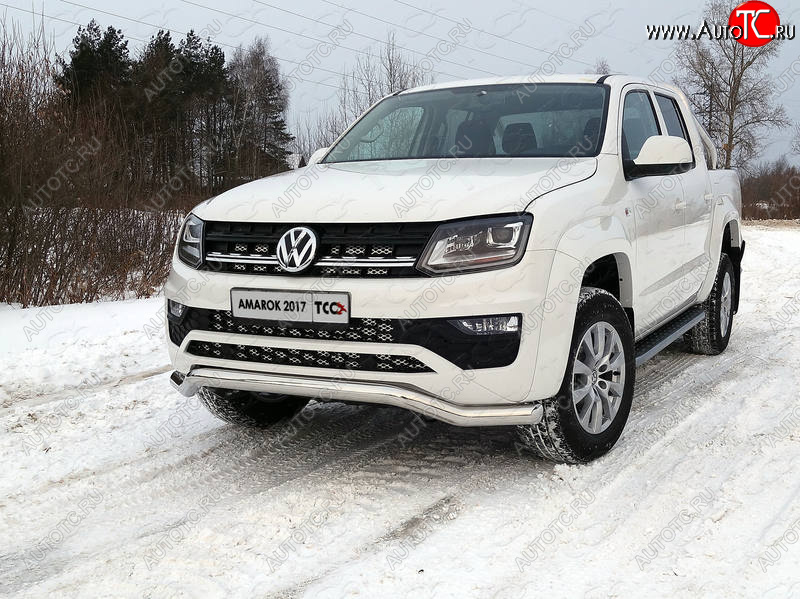 24 949 р. Защита переднего бампера кенгурин 76,1 мм ТСС Тюнинг  Volkswagen Amarok (2016-2022) рестайлинг (нержавейка)  с доставкой в г. Владивосток