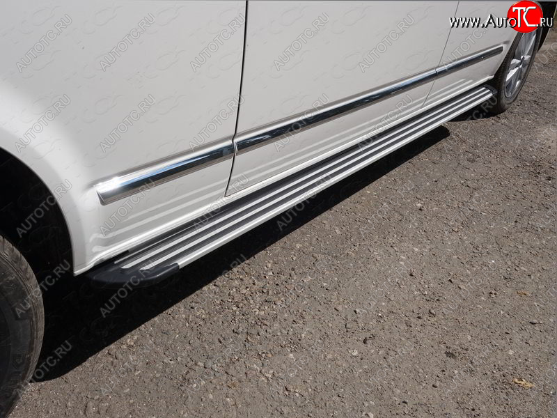 29 749 р. Пороги алюминиевые Slim Line ТСС Тюнинг  Volkswagen Caravelle  T6 (2015-2019) дорестайлинг (Silver)  с доставкой в г. Владивосток