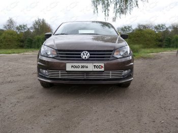 7 699 р. Нижняя декоративная вставка в бампер ТСС Тюнинг  Volkswagen Polo  Mk6 (2020-2022) лифтбек (d 12 мм)  с доставкой в г. Владивосток. Увеличить фотографию 1