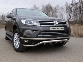 Защита передняя нижняя кенгурин 60,3*42,4 мм ТСС Тюнинг Volkswagen Touareg NF рестайлинг (2014-2018)  (нержавейка)