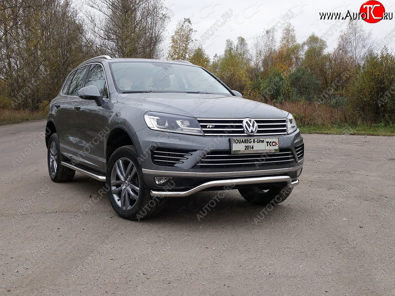 27 999 р. Защита передняя нижняя кенгурин 60,3 мм R-Line ТСС Тюнинг  Volkswagen Touareg  NF (2014-2018) рестайлинг (нержавейка)  с доставкой в г. Владивосток