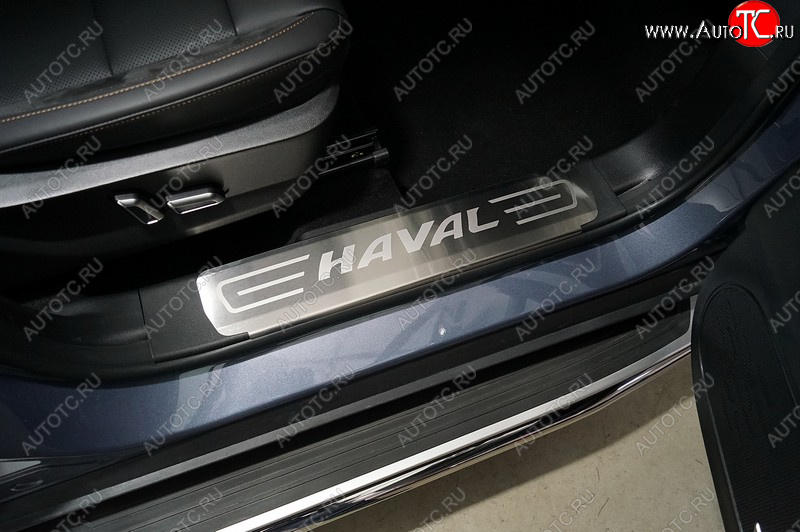 4 549 р. Накладки на пластиковые пороги, ТСС Тюнинг  Haval Dargo (2022-2024) (лист шлифованный надпись Haval)  с доставкой в г. Владивосток