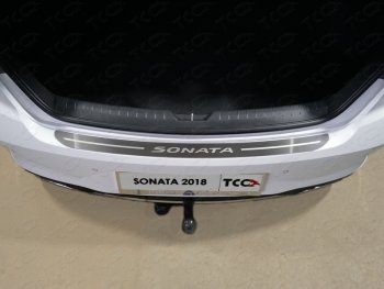 2 399 р. Накладка на задний бампер, ТСС Тюнинг  Hyundai Sonata  LF (2017-2019) рестайлинг (лист шлифованный надпись Sonata)  с доставкой в г. Владивосток. Увеличить фотографию 1