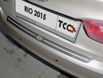 2 999 р. Накладка на задний бампер, ТСС Тюнинг  KIA Rio  3 QB (2015-2017) рестайлинг седан, рестайлингхэтчбек5дв. (лист шлифованный надпись RIO)  с доставкой в г. Владивосток. Увеличить фотографию 1