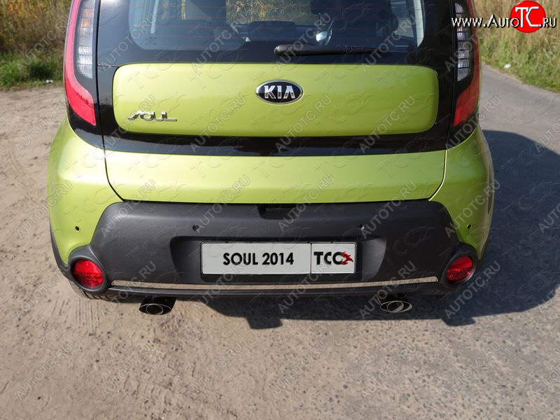 1 069 р. Накладка на задний бампер, ТСС Тюнинг  KIA Soul  PS (2014-2016) дорестайлинг (лист шлифованный)  с доставкой в г. Владивосток