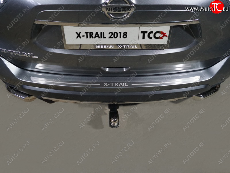 2 489 р. Накладка на задний бампер, ТСС Тюнинг  Nissan X-trail  3 T32 (2017-2022) рестайлинг (лист шлифованный надпись X-Trail)  с доставкой в г. Владивосток