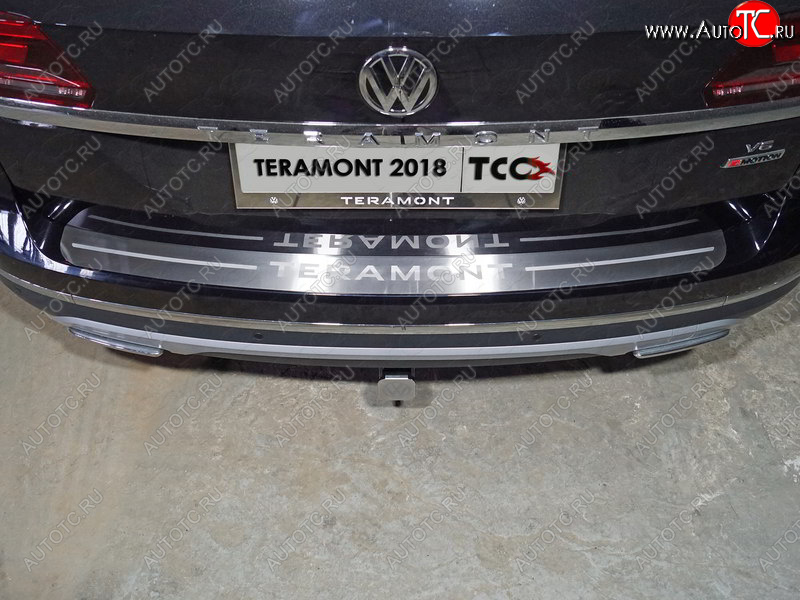 5 349 р. Накладка на задний бампер, ТСС Тюнинг  Volkswagen Teramont  CA1 (2016-2020) дорестайлинг ( лист шлифованный надпись Teramont)  с доставкой в г. Владивосток