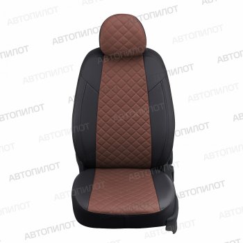 7 799 р. Чехлы сидений (экокожа) Автопилот Ромб  Geely Atlas Pro  NL3 (2019-2025) (черный/темно-коричневый)  с доставкой в г. Владивосток. Увеличить фотографию 4