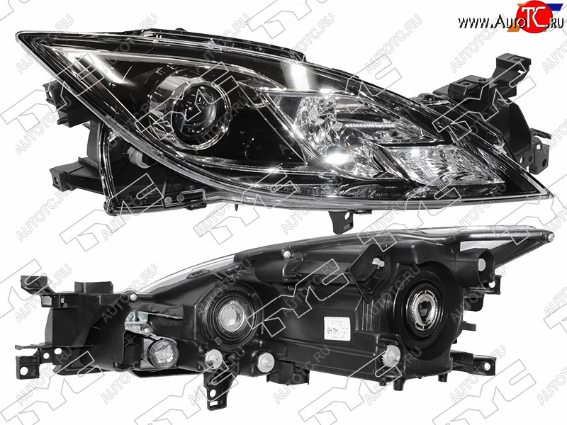 15 699 р. Фара правая (черная, под электрокорректор, Евросвет) TYC Mazda 6 GH дорестайлинг лифтбэк (2007-2010)  с доставкой в г. Владивосток