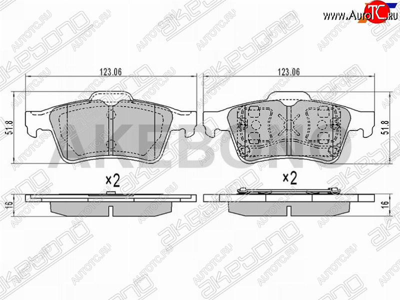 2 599 р. Колодки тормозные задние RH-LH SAT  Ford Focus (2,  3,  CEW), Mazda 3/Axela (BK,  BL)  с доставкой в г. Владивосток